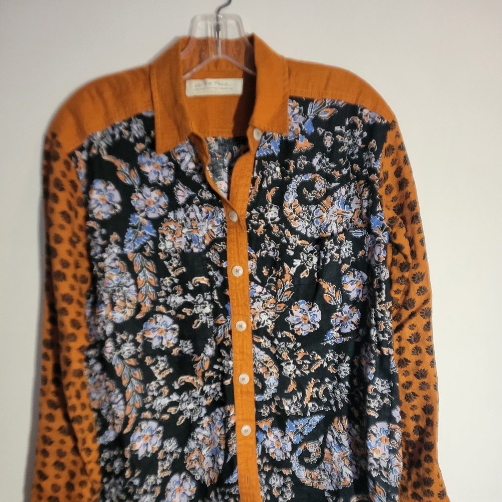 Free People We the Free Button-Up Shirt Women's XS Multicolor Floral Long Sleeve